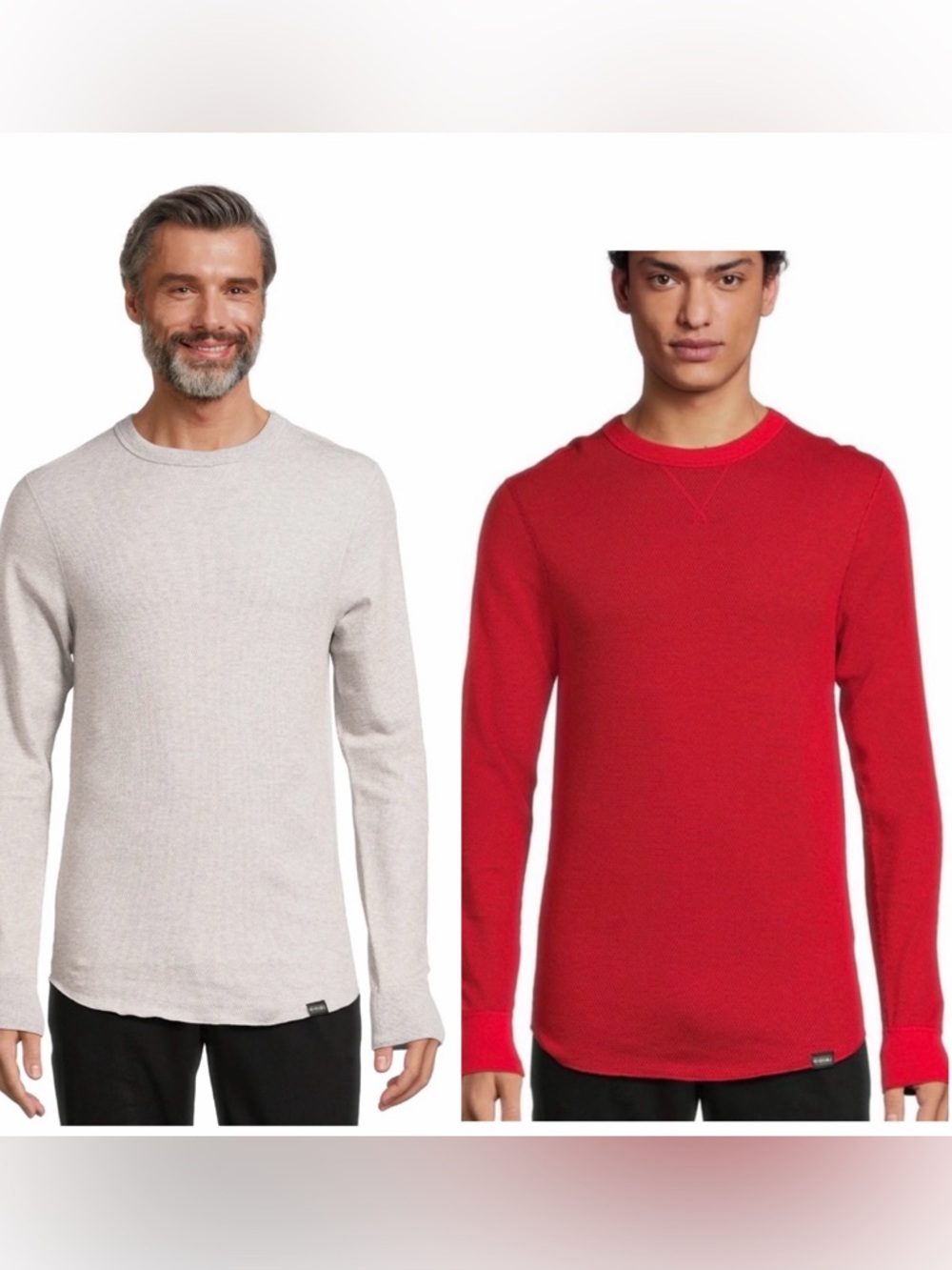 💜2 Hanes Originals Men's Raschel Reversible Knit Thermal Tops,Size:2XL